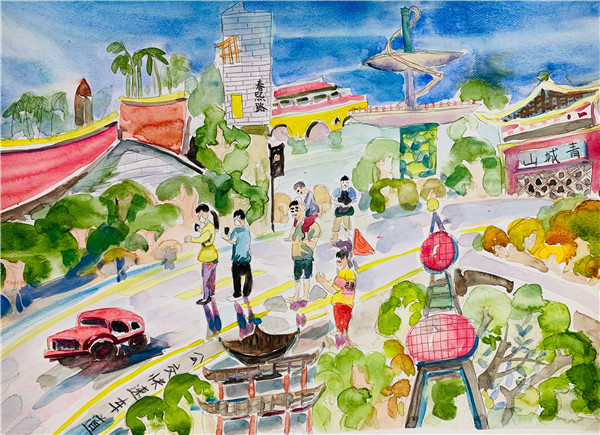 成都公园城市绘画作品图片